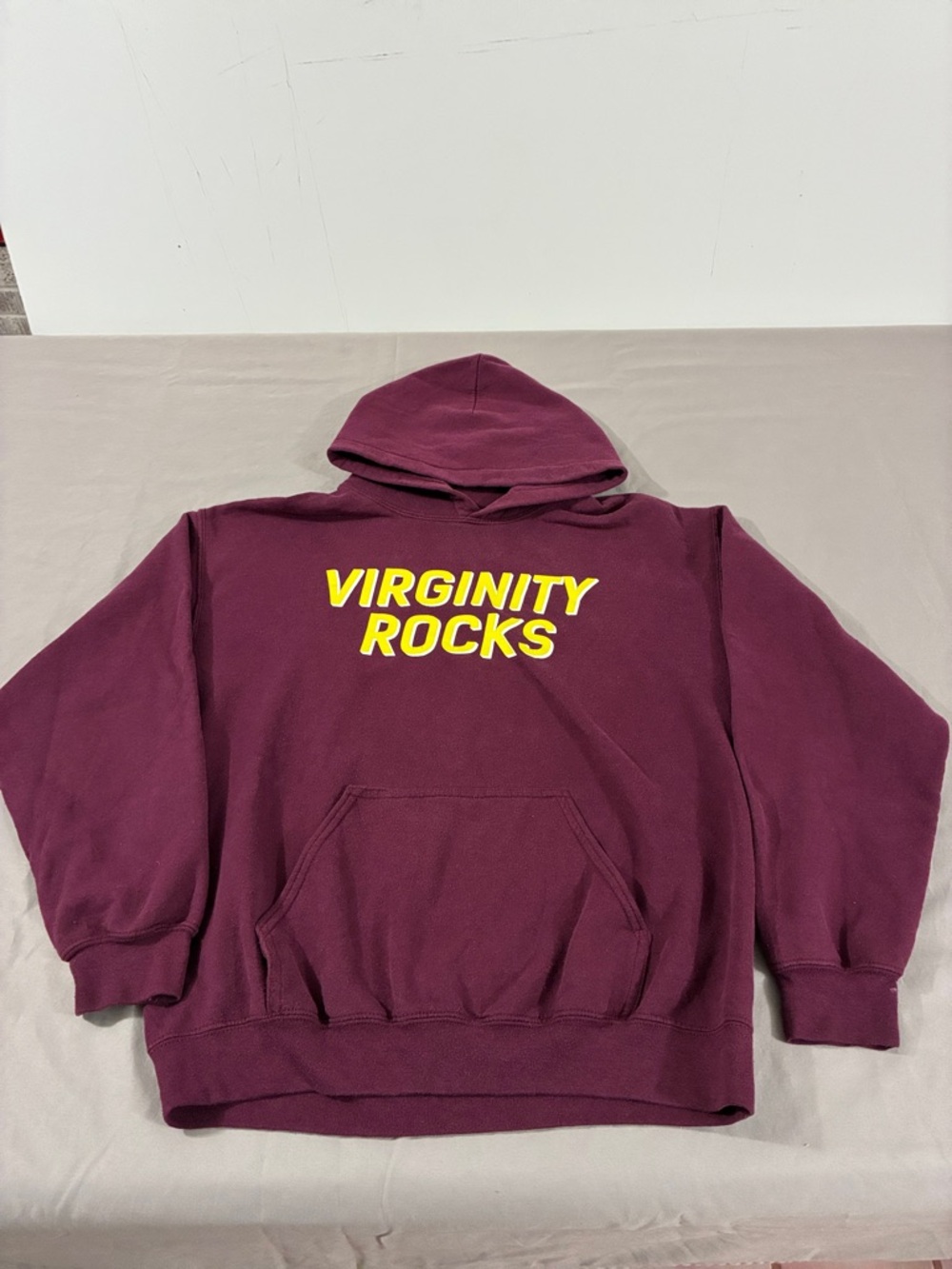 Danny Duncan Hooded Sweatshirt
“Virginity Rocks”
Maroon with Yellow